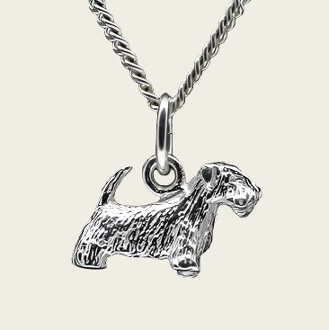 Zilveren Saelyham terrier met staart ketting hanger - klein