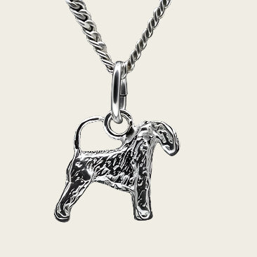Zilveren Irish soft-coated wheaten terrier met staart ketting hanger - klein