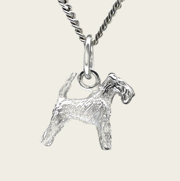 Zilveren Welsh terrier met lange staart ketting hanger - klein