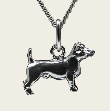 Zilveren Jack russel Terrier gladhaar ketting hanger - klein