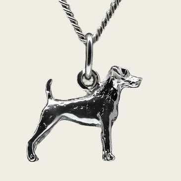 Zilveren Jack russell terrier parson gladhaar ketting hanger - klein