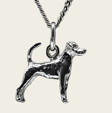 Zilveren Jack russell terrier parson gladhaar met staart ketting hanger - klein
