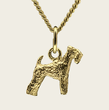 Gouden Irish blue Terrier ketting hanger - klein