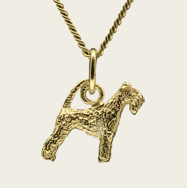 Gouden Irish blue Terrier met staart ketting hanger - klein