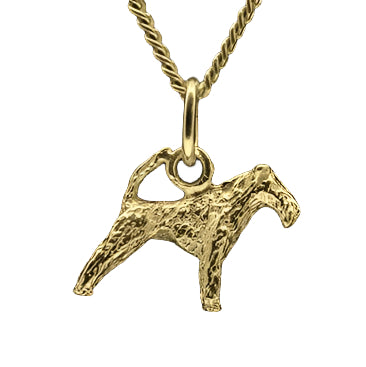 Gouden Lakeland Terrier met staart ketting hanger - klein