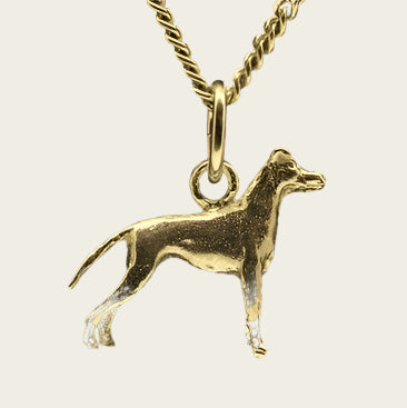 Gouden Black and tan Terrier met staart ketting hanger - klein