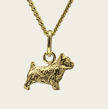 Gouden Norwich Terrier ketting hanger - klein