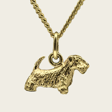 Gouden Saelyham Terrier met staart ketting hanger - klein