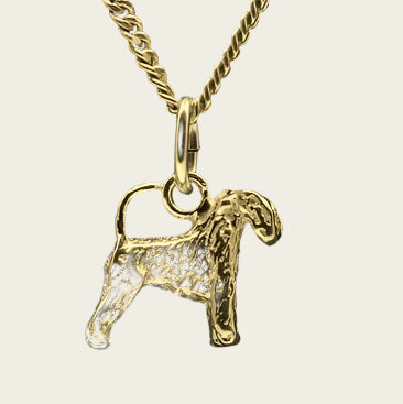 Gouden Irish soft coated wheaten Terrier met staart ketting hanger - klein