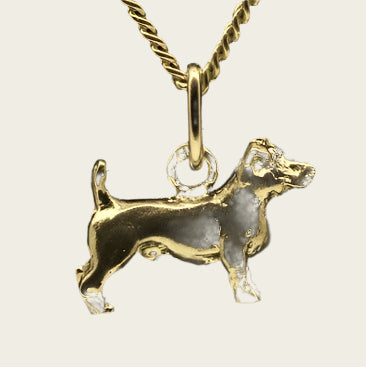 Gouden Jack Russell gladhaar ketting hanger - klein
