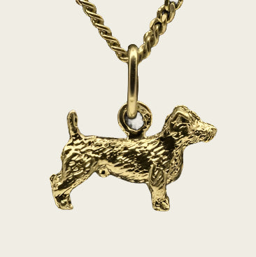 Gouden Jack Russell ruwhaar ketting hanger - klein