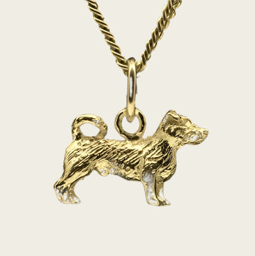 Gouden Jack Russell ruwhaar met staart ketting hanger - klein