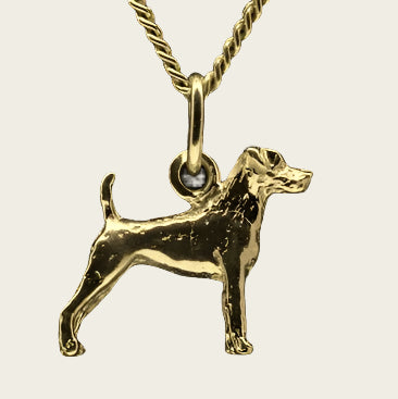 Gouden Jack Russell parson gladhaar ketting hanger - klein