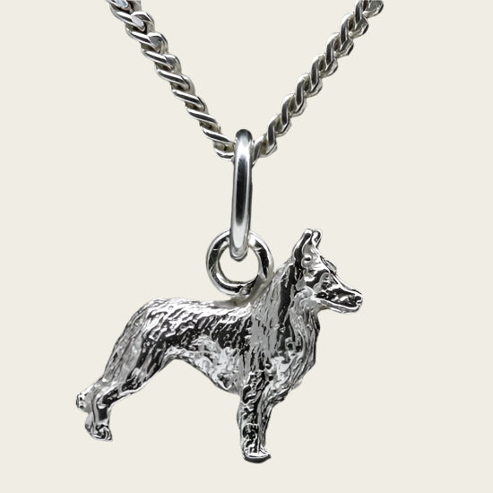 Zilveren Amerikaanse Canadese herder ketting hanger - klein