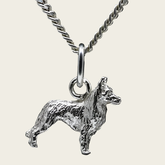 Zilveren Amerikaanse Canadese herder ketting hanger - klein