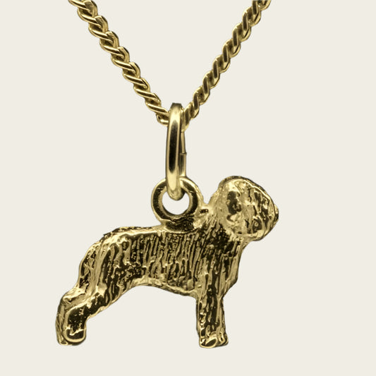 Gouden Briard oren ongecoupeerd ketting hanger - klein