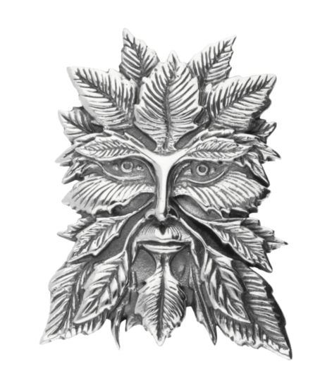 Zilveren Groen man Green man groot kettinghanger