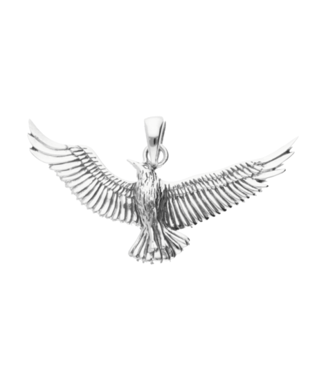 Silver Bird of Prey in Flight Necklace Pendant