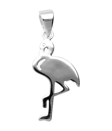 Silver Flamingo abstract necklace pendant
