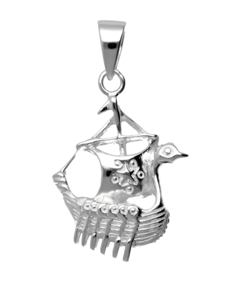 Zilveren Viking schip Noormannen kettinghanger