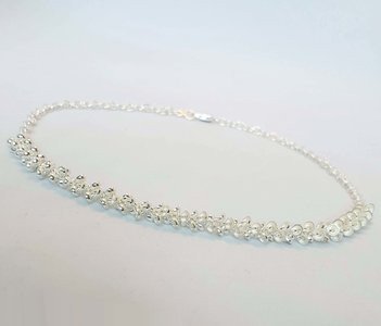Silver design necklace with small leaves 45 cm