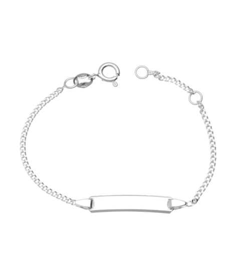 Zilveren Gourmet schakelarmband voor kinderen met plaatje 12-14 cm