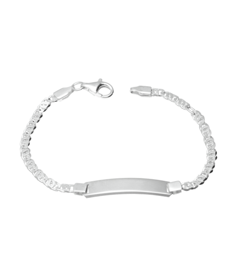 Zilveren Tijgeroog schakelarmband voor tieners met plaatje 14-16 cm