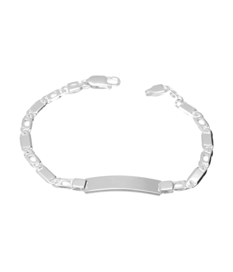 Zilveren Fantasie schakelarmband  met plaatje 19 cm