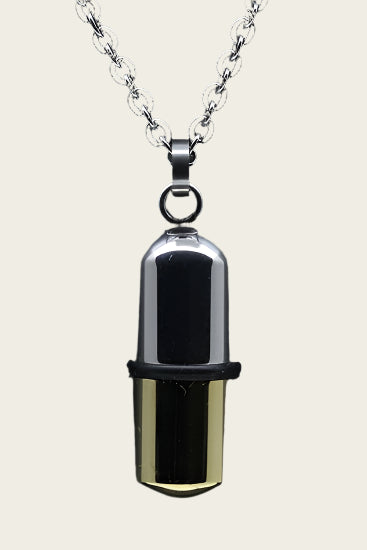 RVS As & Herdenking Ovalen top bicolour ketting hanger + ankerketting 60 cm zwart