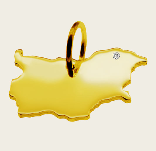Gouden Landkaart Bulgarije ketting hanger