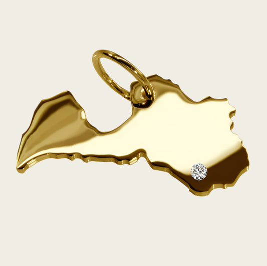 Gouden Landkaart Letland ketting hanger
