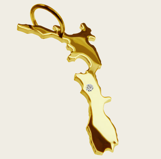 Gouden Landkaart Nieuw Zeeland ketting hanger