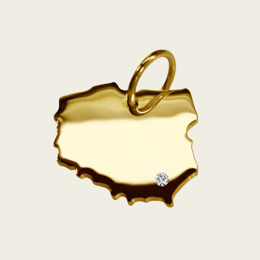 Gouden Landkaart Polen ketting hanger