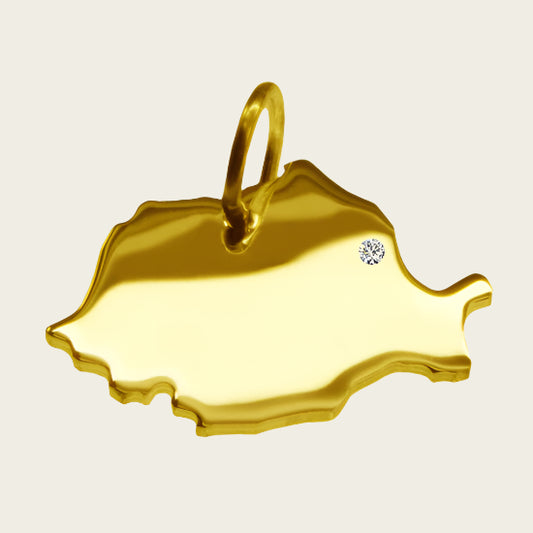 Gouden Landkaart Roemenië ketting hanger