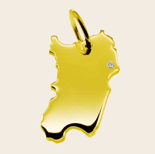Gouden Landkaart Sardinië ketting hanger