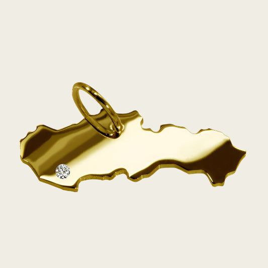 Gouden Landkaart Slowakije ketting hanger