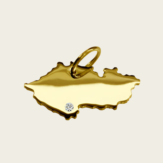 Gouden Landkaart Tjechië ketting hanger