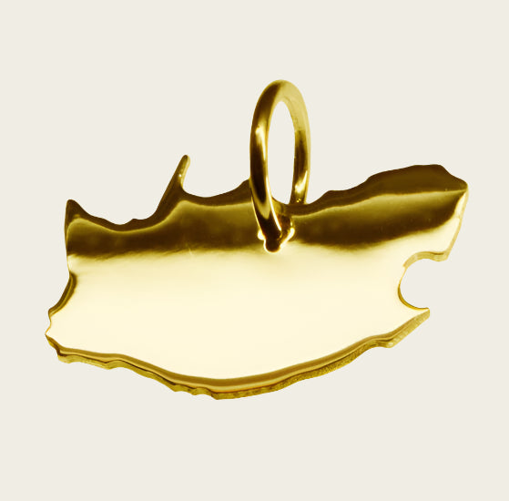 Gouden Landkaart Zuid Afrika ketting hanger