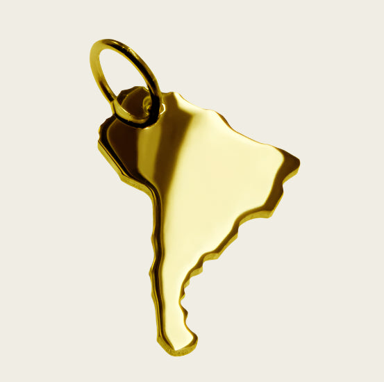 Gouden Landkaart Zuid Amerika ketting hanger