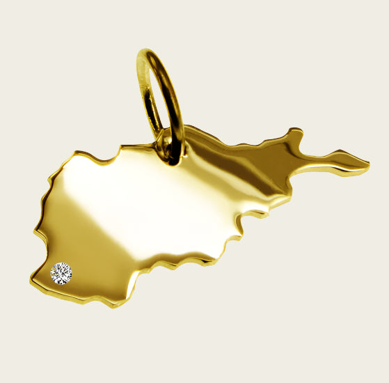 Gouden Landkaart Afghanistan ketting hanger 1924162224