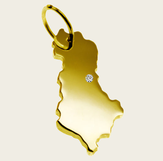Gouden Landkaart Albanië ketting hanger