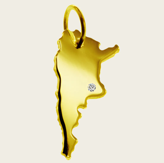 Gouden Landkaart Argentinië ketting hanger