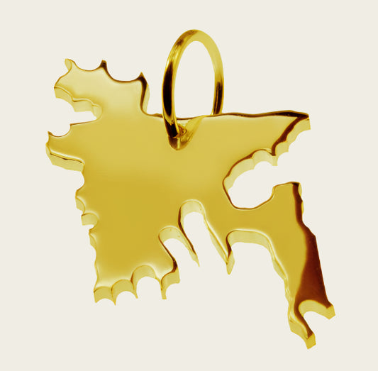 Gouden Landkaart Bangladesh ketting hanger