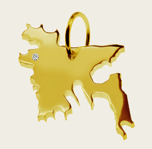 Gouden Landkaart Bangladesh ketting hanger