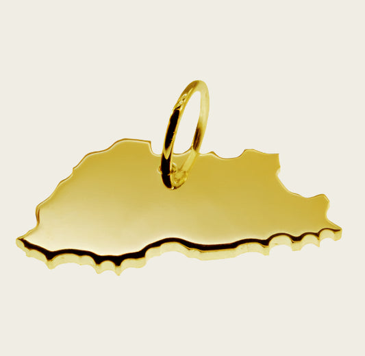 Gouden Landkaart Bhutan ketting hanger