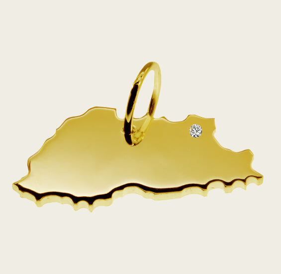 Gouden Landkaart Bhutan ketting hanger
