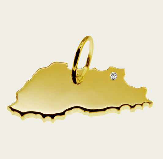 Gouden Landkaart Bhutan ketting hanger