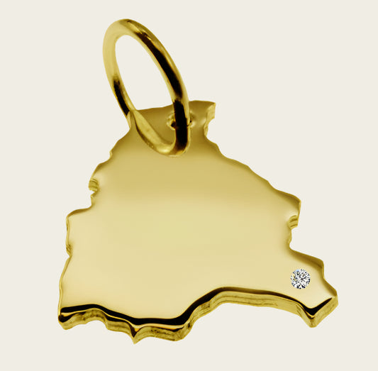 Gouden Landkaart Bolivia ketting hanger