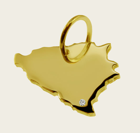 Gouden Landkaart Bosnië ketting hanger