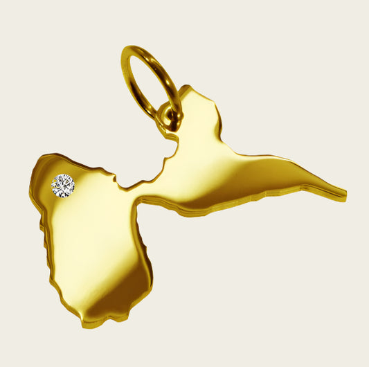 Gouden Landkaart Guadeloupe ketting hanger